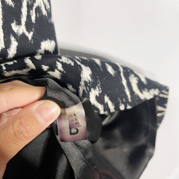 Elie Tahari for Nordstrom 4 Black White Abstract Printed Sheath Dress Sleeveless - Picture 13 of 13